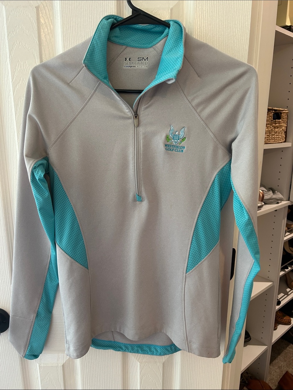 Under Armour Women's Gray and Teal Quarter-Zip Pullover golf